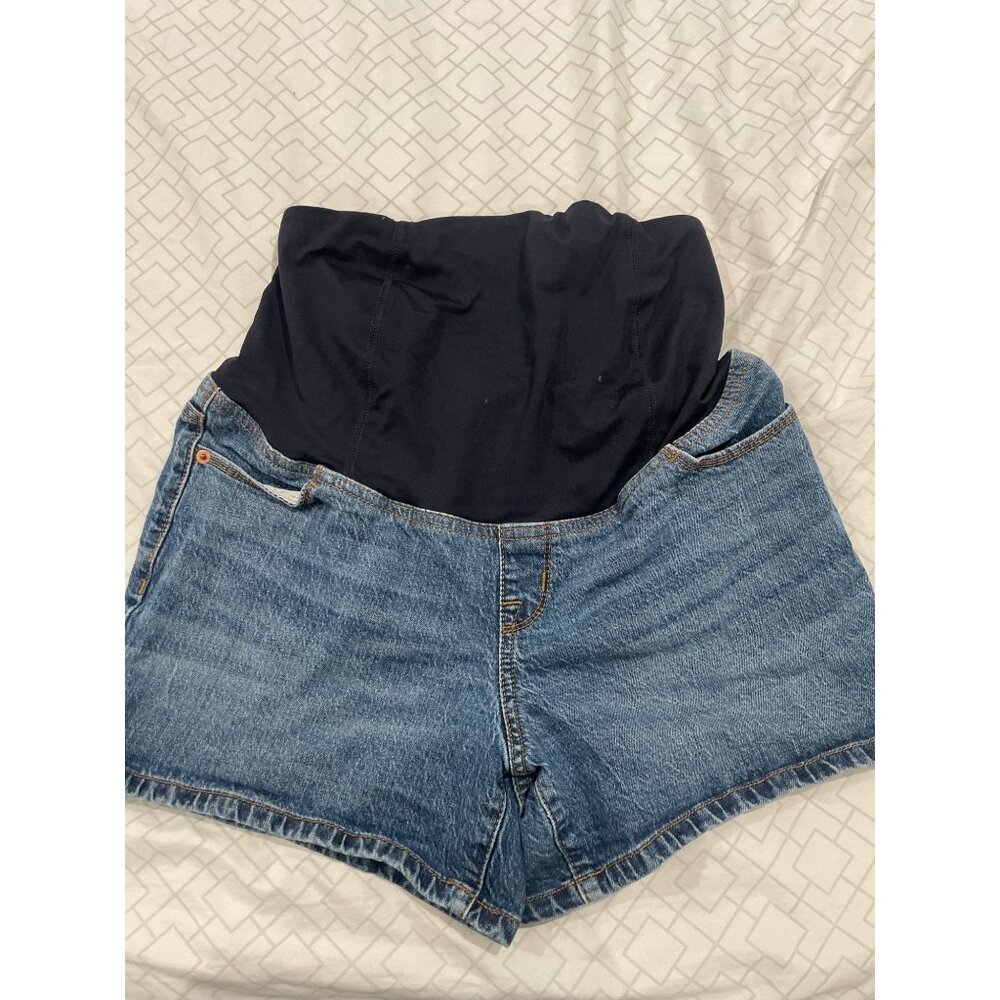 Isabel Maternity by Ingrid & Isabel High Waist Denim Shorts - Black and Blue
